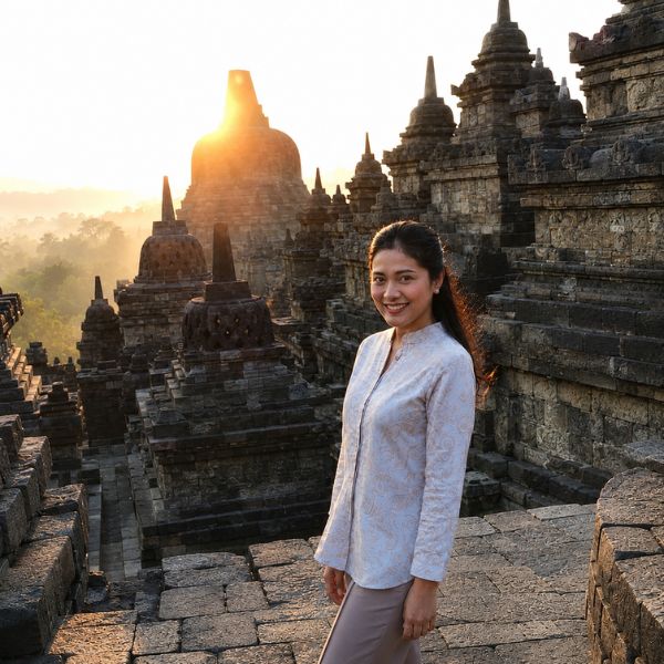 PLACEHOLDER: Dewi Lestari, Borobudur guide (real photo required, never AI-generated)